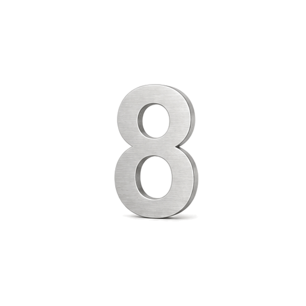 125mm Silver Stainless Steel House Letters and Numbers (Self Adhesive) - 316 Marine Grade