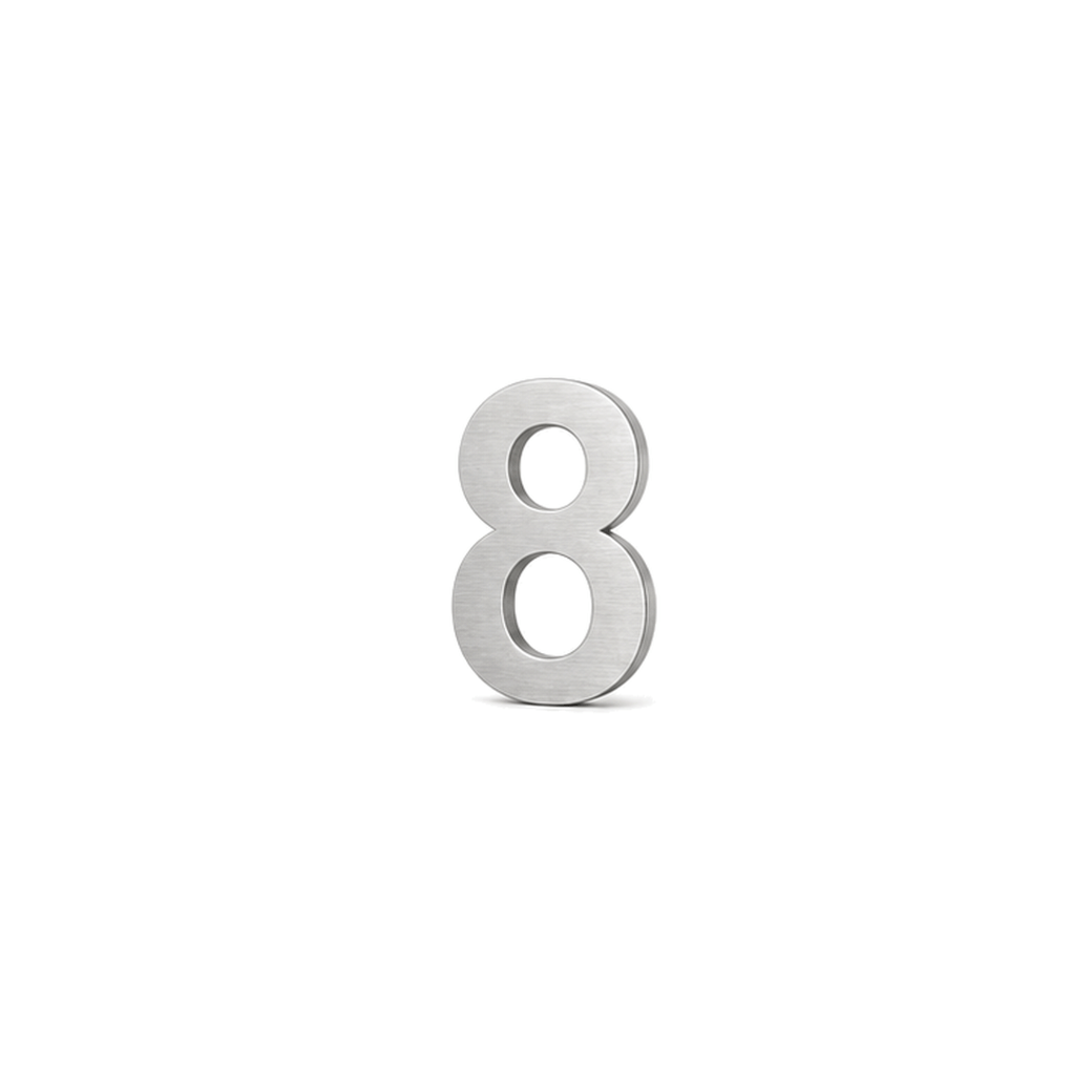 65mm Silver 316 Stainless Steel House Letters and Numbers (Self Adhesive) - 316 Marine Grade