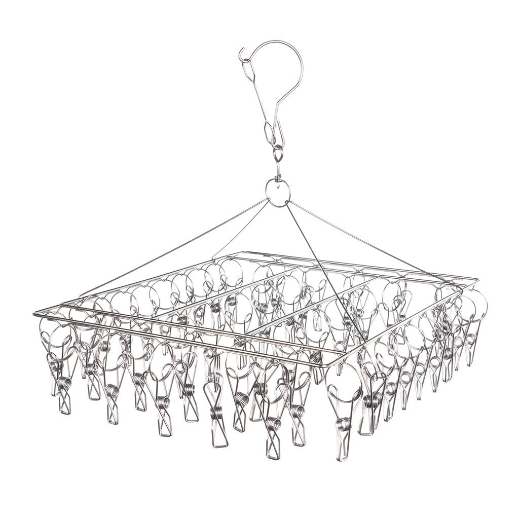 Indoor Rectangle Stainless Steel Sock Hanger With 50 Pegs