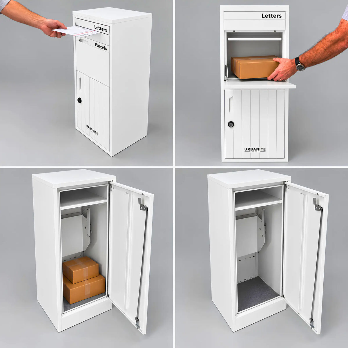 Urbanite Corella Pillar Parcel Letterbox - how to use studio images