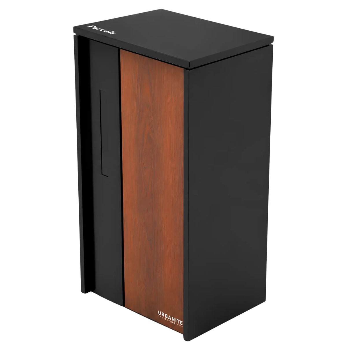 The Don Extra Wide Pillar Parcel Letterbox – Black/Merbau
