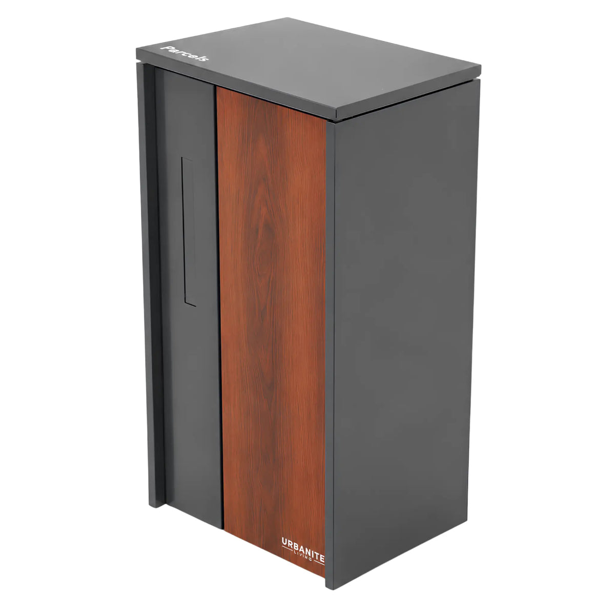 The Don Extra Wide Pillar Parcel Letterbox - Charcoal/Merbau