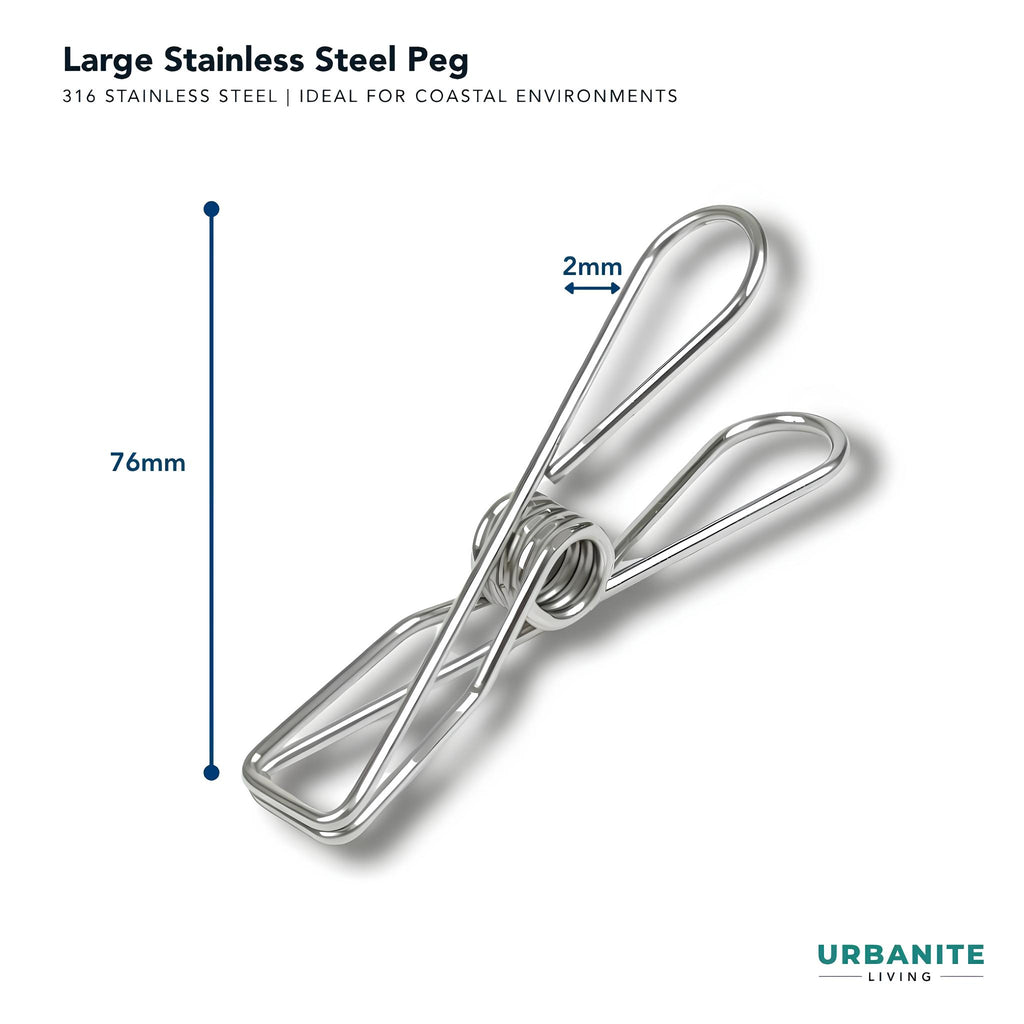 Urbanite Living Stainless Steel Pegs 316 Marine Grade Steel. One large peg 76mm long 2mm thick.