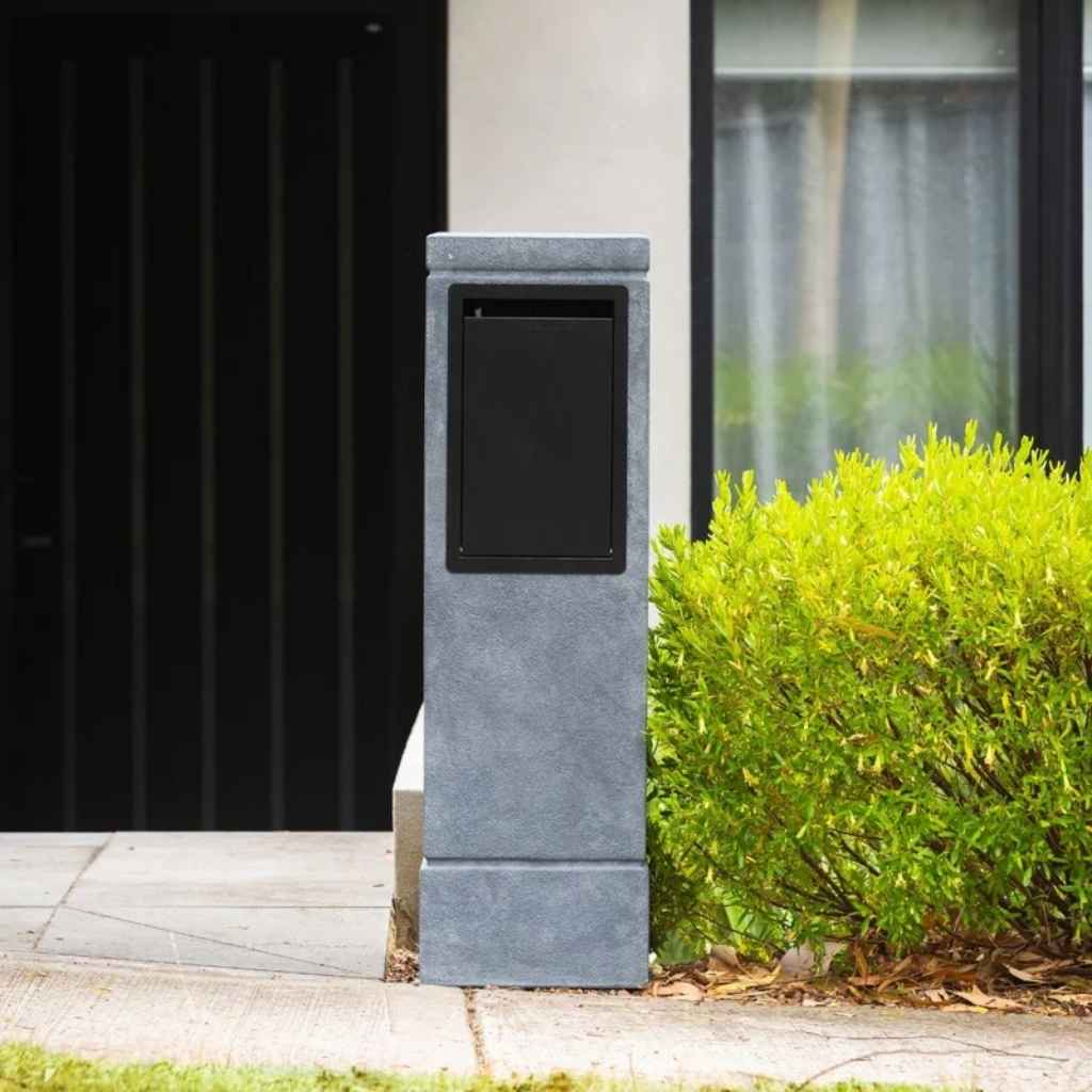 Envoy Parcel Letter Box Free Standing positioned on the property boundary.